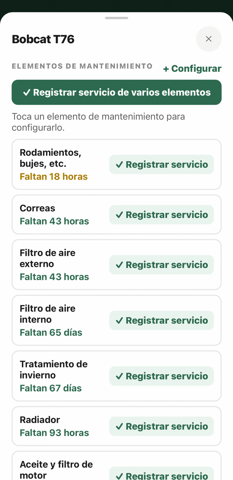 Mantenimientos por vencer, por horas y por días